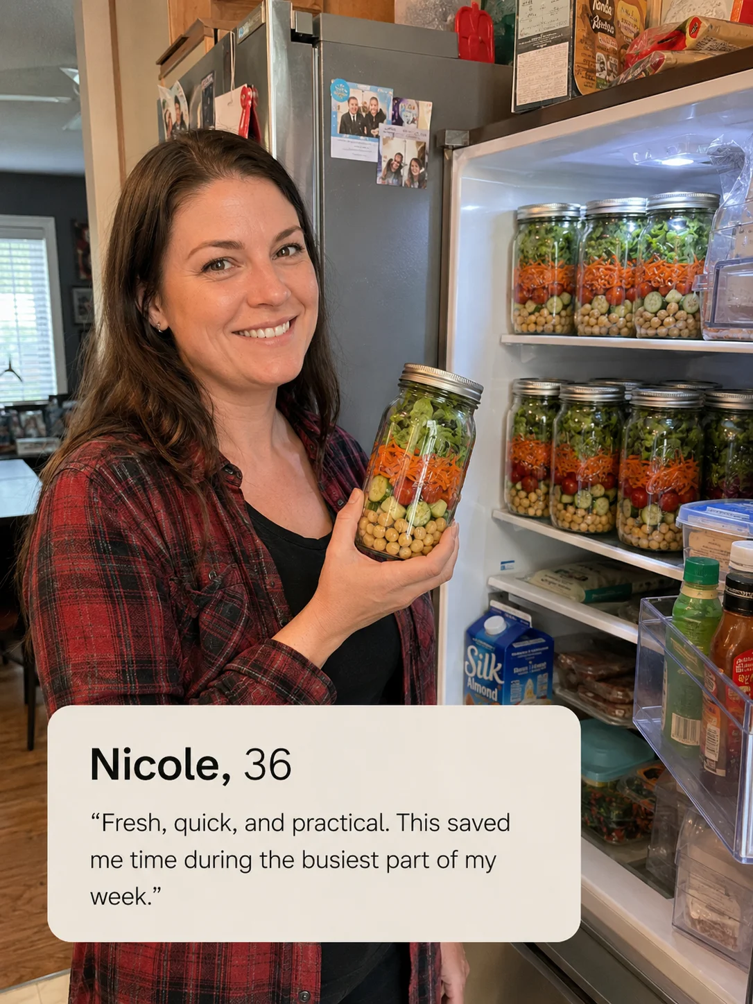Nicole, 36 — Fresh, quick, and practical. This saved me time during the busiest part of my week