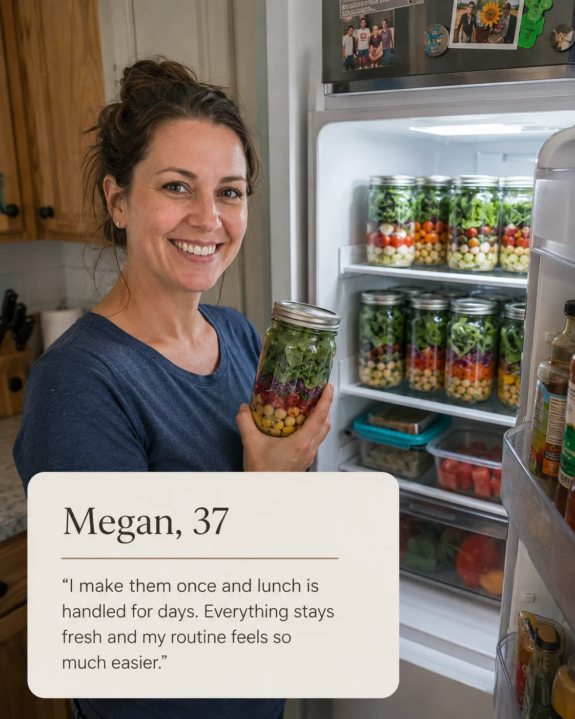 Megan, 37 — I make them once and lunch is handled for days. Everything stays fresh
