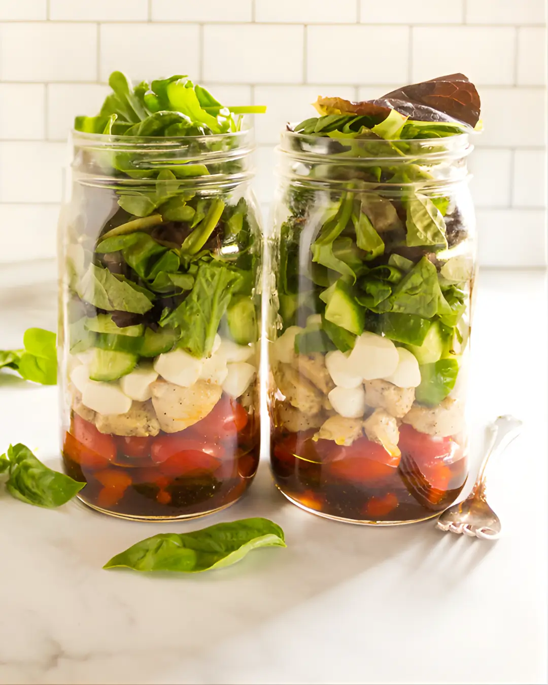 Caprese Jar Salad with balsamic